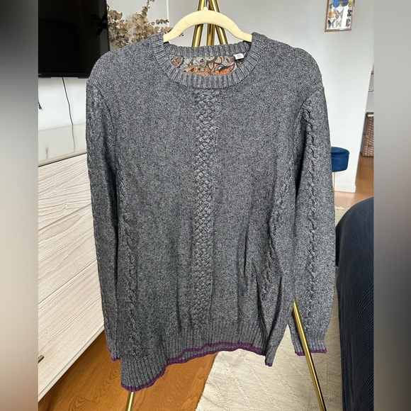 Robert Graham Gray Knit Braided Texture Men’s Sweater - Picture 1 of 9